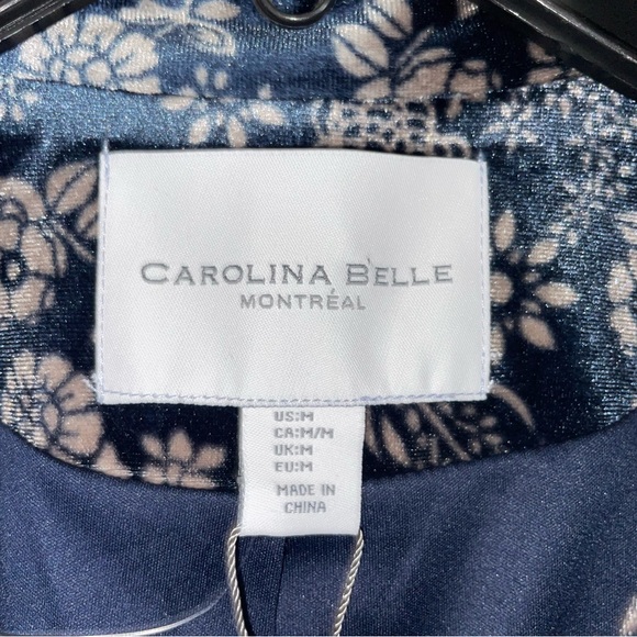 NWT Carolina Belle Navy Floral Velvet Blazer Jacket Sz M US - Picture 9 of 9